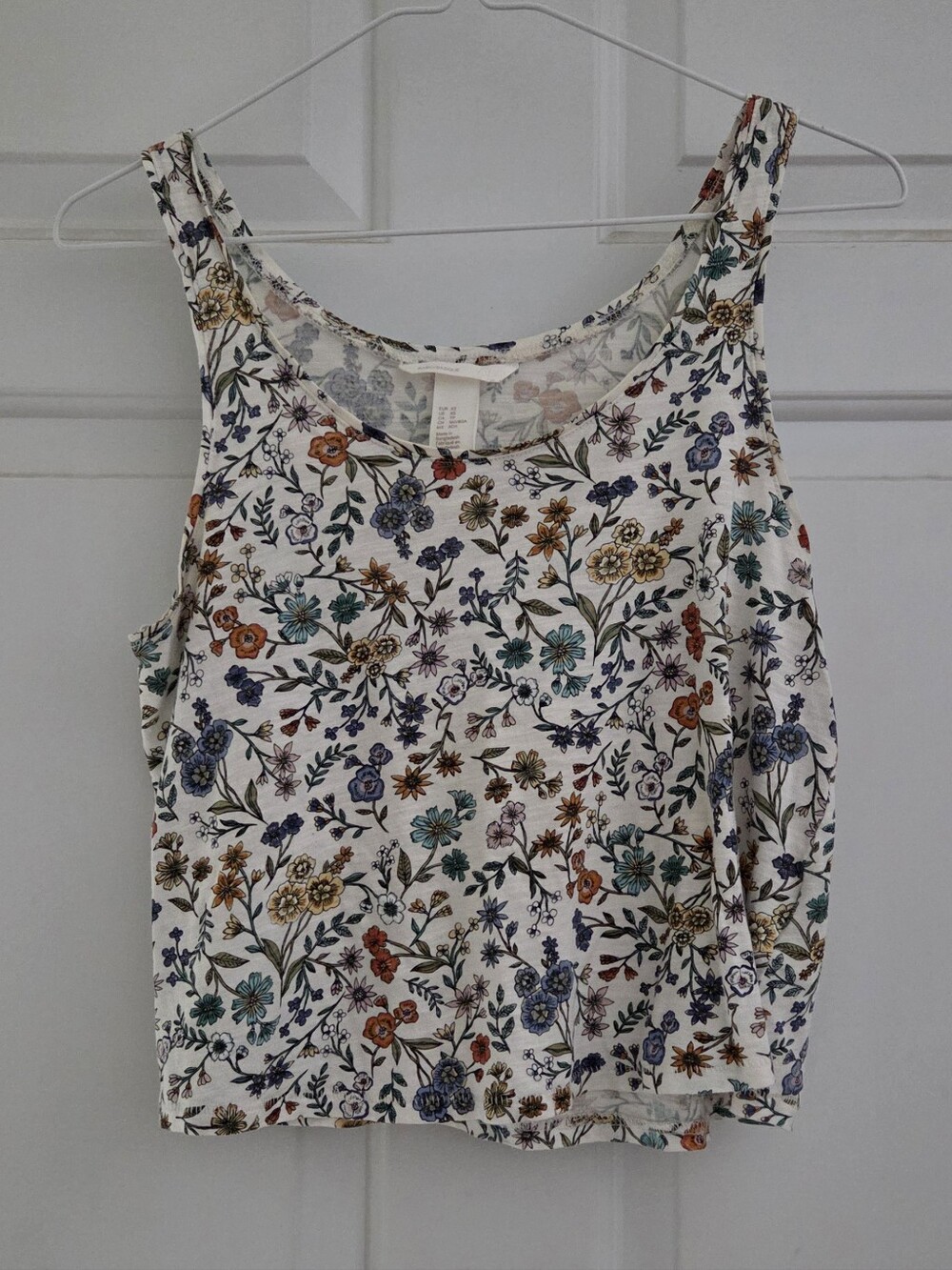 H&M White Multi Floral Tank Loose Fit